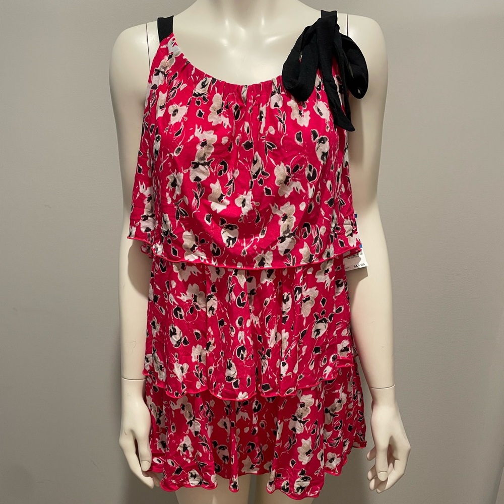 Style & Co Hot Pink Floral Ruffle Sleeveless Blouse Size XL NWT